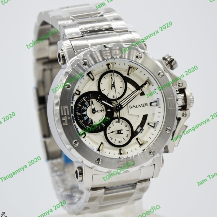 ✨Ready Jam Tangan Pria Original Balmer Sapphire Chronograph 7975 Silver White Diskon