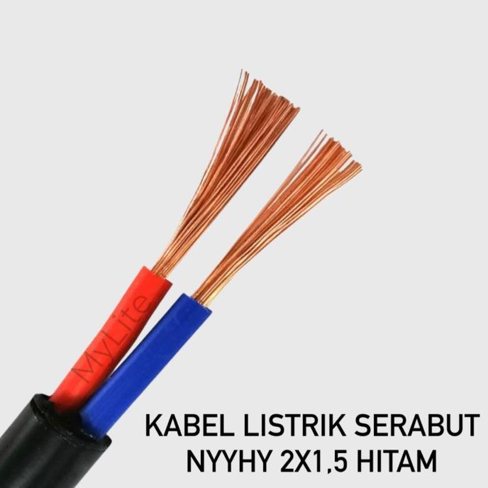 <<<<<] Kabel Listrik Serabut Perdana NYYHY 2x1.5 Hitam Eceran
