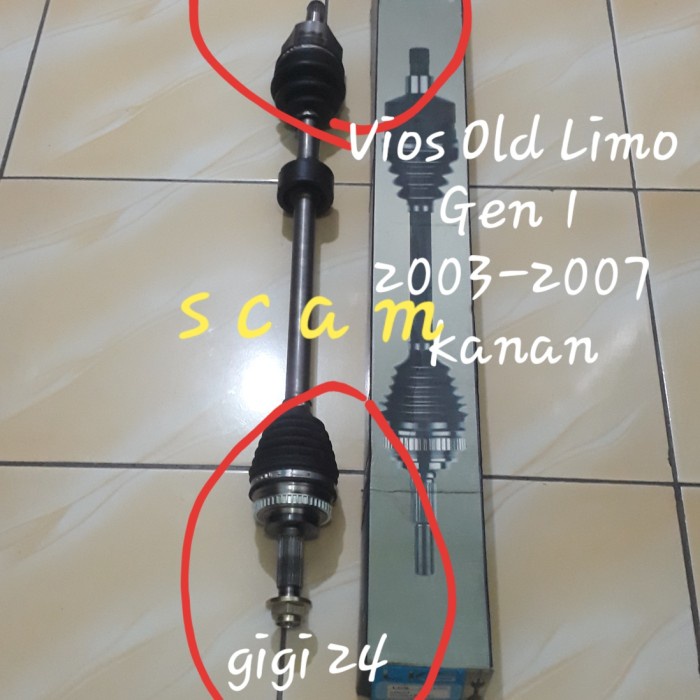 [New Ori] Drive Shaft Cv Joint As Roda Komplit Toyota Limo Vios Gen1 03-07 Kanan Terbatas