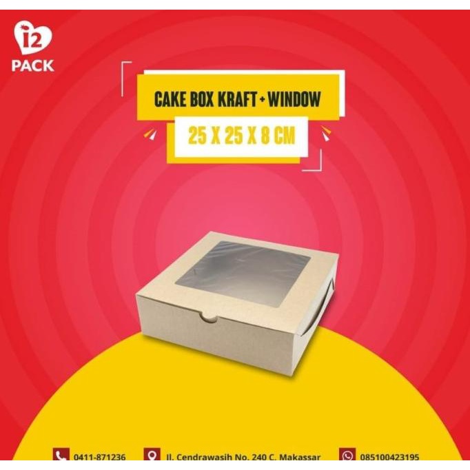 %$%$%$%$] DOS KUE MIKA ALAS LAMINASI / CAKE BOX / DOS KUE KRAFT WINDOW 25X25X8