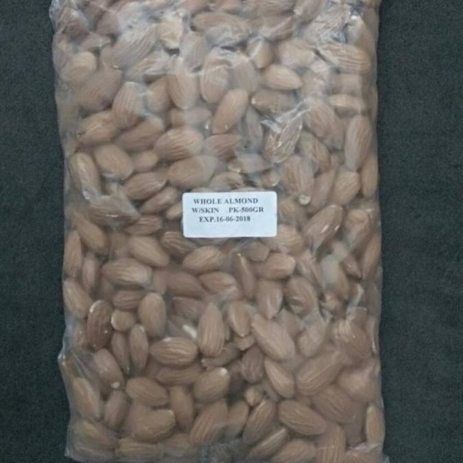 

#@#@#@#@] Kacang Almond Utuh Kulit mentah 500g kemasan REPACK