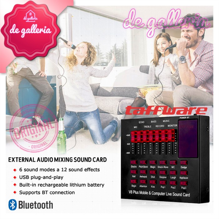 SOUNDCARD V8 PLUS BLUETOOTH EXTERNAL LIVE MIXER USB SOUND CARD V 8
