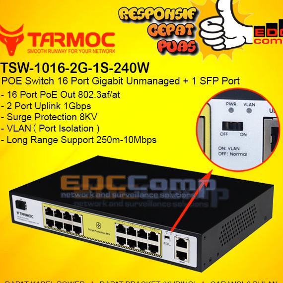 Tarmoc Tsw-1016-2G-240W 16 Port Gigabit Poe 802.3Af/At Poe Switch 240W