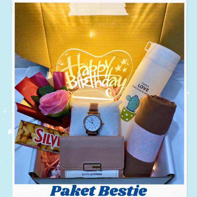 

LARIS Kado Ulang Tahun Cewek Paket Bestie Hadiah Pasangan Kado Jam Tangan Wanita Kado ulang tahun spesial cewek hadiah ulang tahun pacar hadiah wisuda anniversary LED 3D Hijab pashmina dompet wanita coklat box kado MURAH