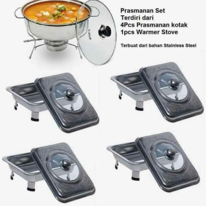 PRASMANAN SET 5 IN 1 STAINLESS-PRASMANAN HAJATAN-warmer set-prasmanan Termurah