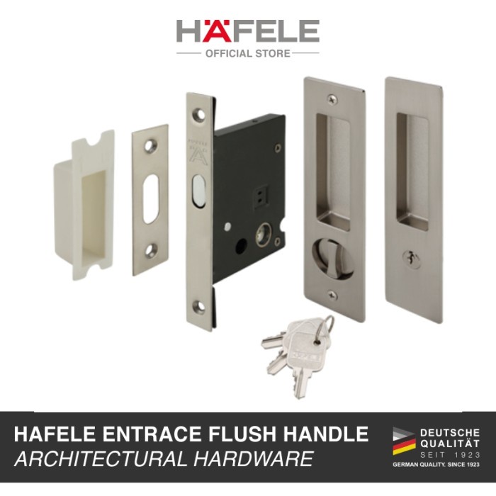 [New Ori] Hafele Flush Handle Sliding Door Entrace - Tarikan Pintu Geser - Satin Terbatas
