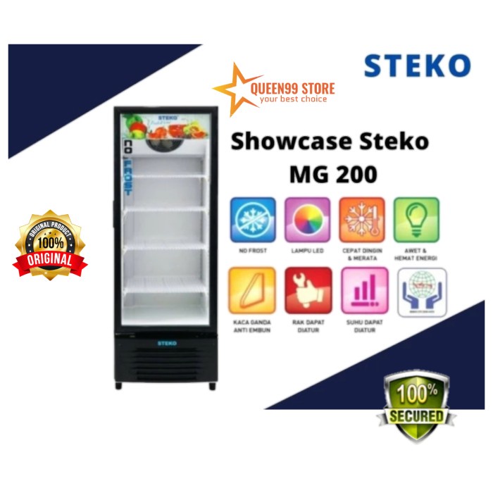 [Baru] Showcase - Rak Display Minuman Dingin Steko 4 Rak Low Watt No Frost Limited