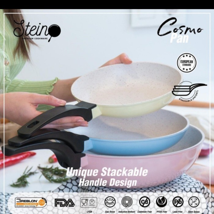 [Baru] Stein Steincookware Cosmo Pan Stackable /Floating Pan Set Of 3Pcs Limited