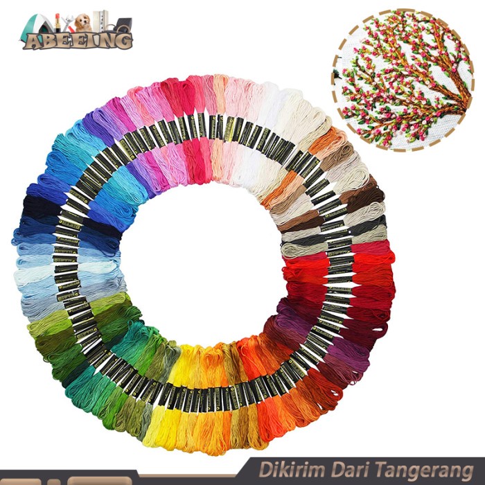 

24/50 Warna Paket Benang Sulam Set Embroidery Thread Floss Import