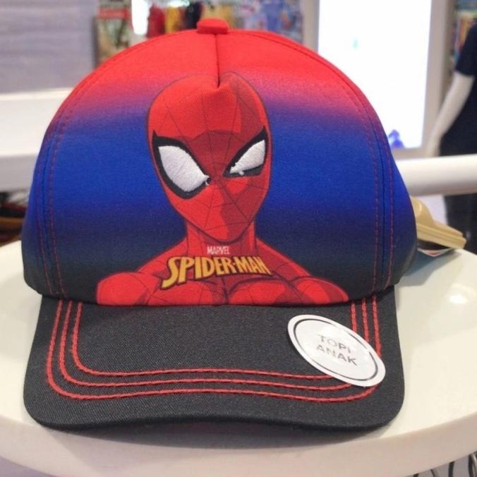 KUYYY TOPI ANAK SPIDERMAN ORIGINAL NEVADA X MARVEL BIRU GRADASI MERAH TANIAILA