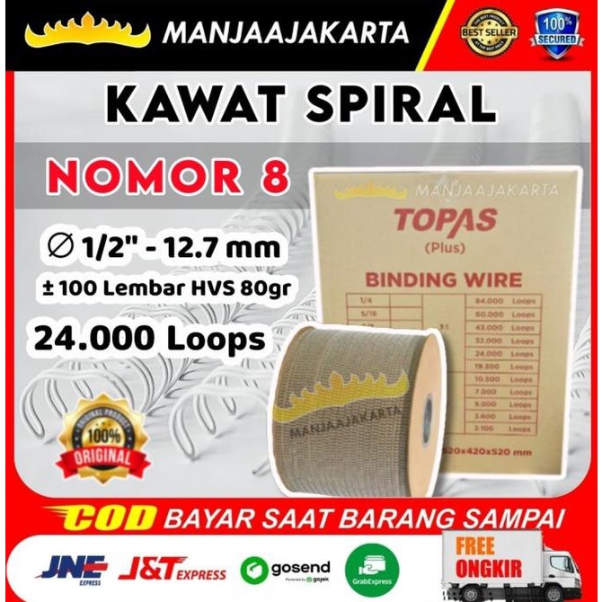 

Spiral Kalender Topas Plus 1/2Putih Ring Kawat No 8 Jilid Spiral Kawat Kualitas Premium