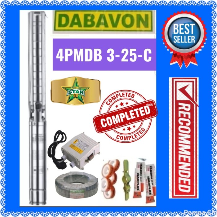 Ready Komplit Kabel Pompa Satelit Dabavon 4" 2Hp 220V Setenlis Submersible Ready Stock
