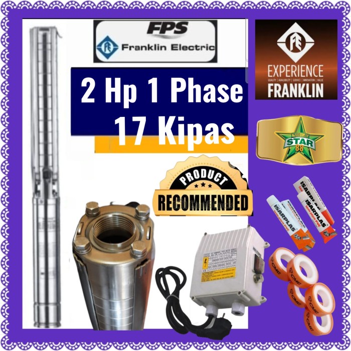 Termurah Pompa Satelit Franklin 2Hp 1Phase 17 Kipas + Control Box Submersible Garansi