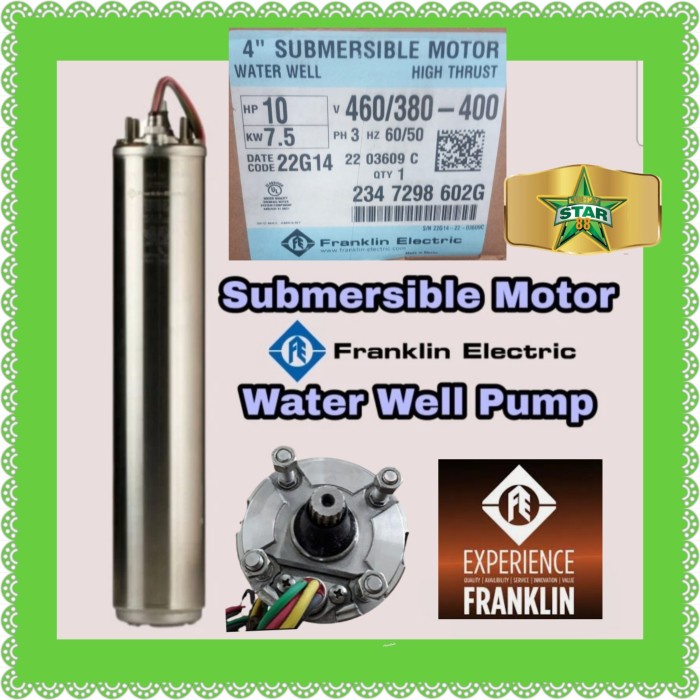 New Dinamo Pompa Satelit Franklin 10Hp 380V Submersibel Drakos Dfs14-25 Ori