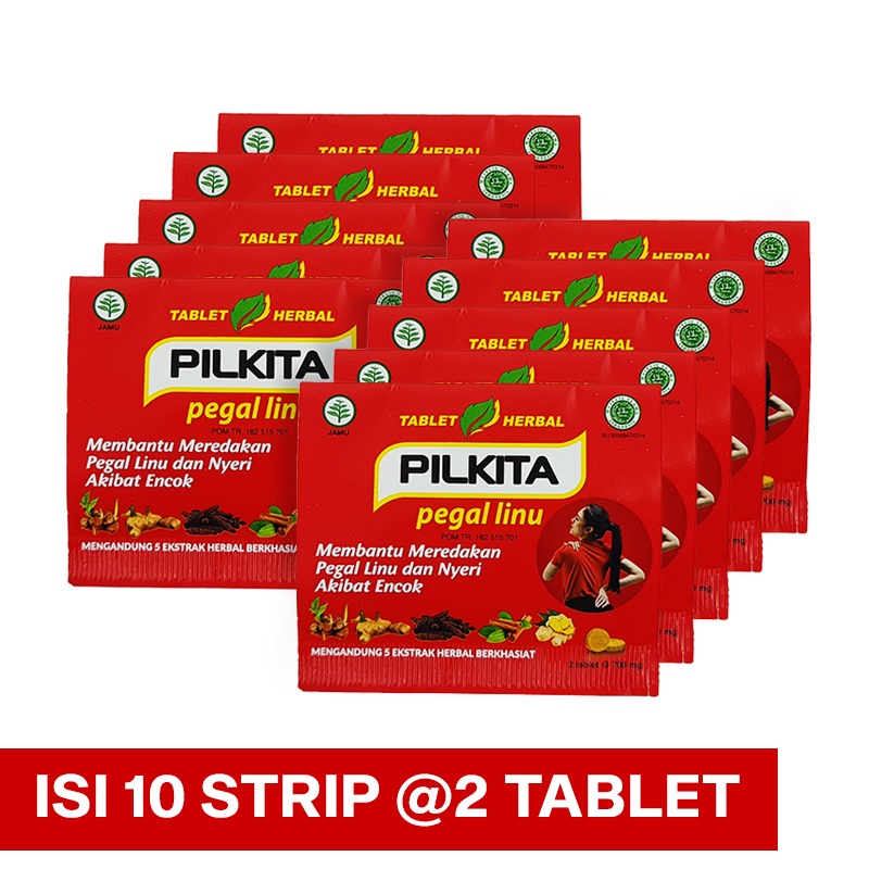 PILKITA Obat / Tablet Herbal Pegal Linu 10 Strip Isi 2 Tablet Obat Nyeri Otot dan Kesehatan BPOM HALAL-1