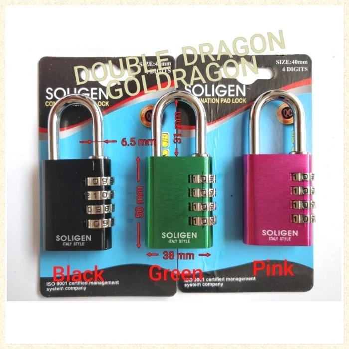 Gembok Soligen 40 Mm 4 Digit Password Angka (Gembok Koper Soligen)