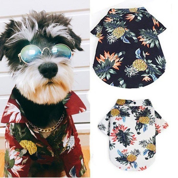 KEMEJA PANTAI HAWAII ANJING KUCING / BAJU HAWAII ANJING KUCING