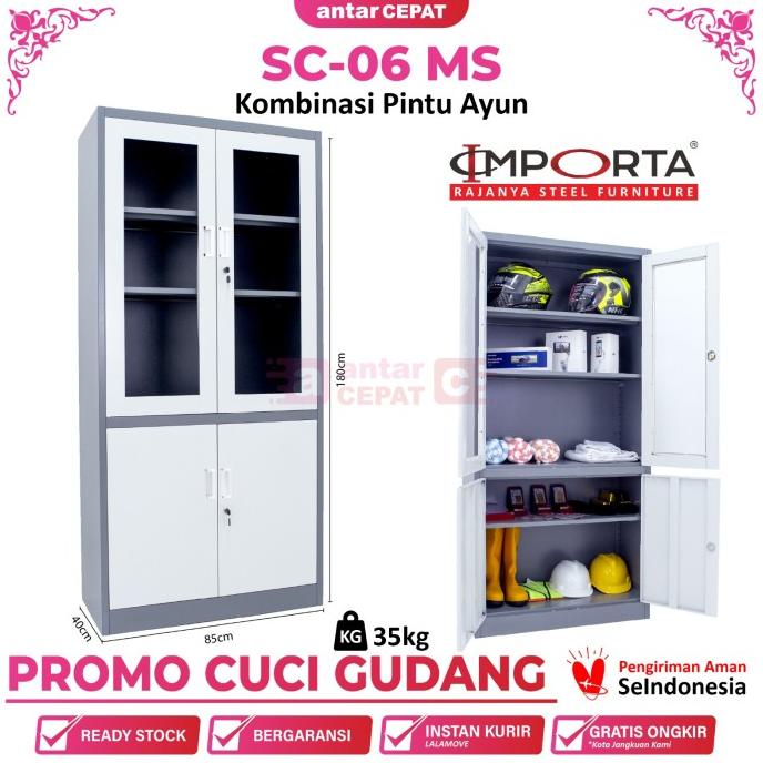 

Lemari arsip besi 2 pintu swing kombinasi tarik IMPORTA SC-06 MS