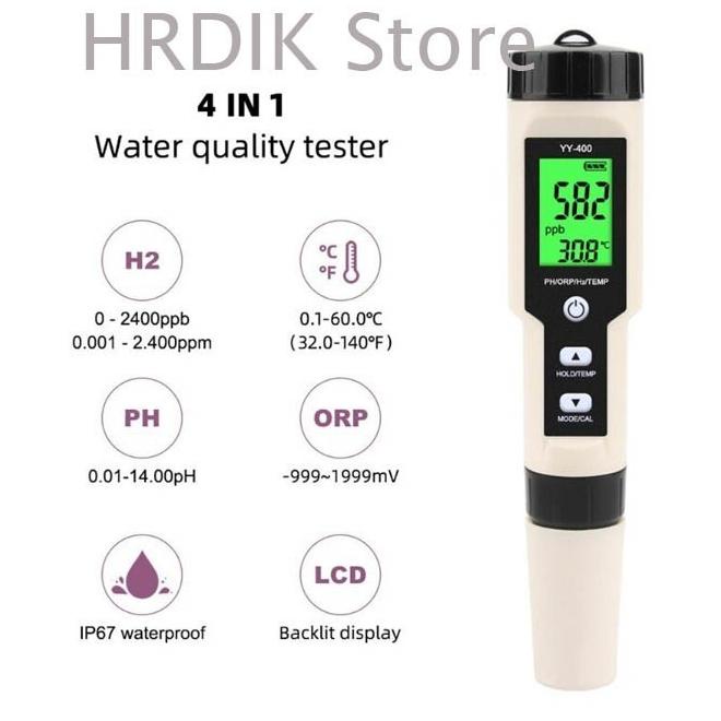 Yy400 Hydrogen Ph Orp Temp Water Tester 4 In1 Meter H2 Yy-400 Hidrogen