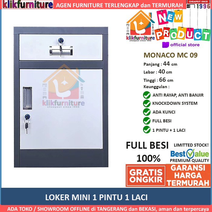 

LEMARI LOKER BESI MINI 1 PINTU 1 LACI MONACO 09