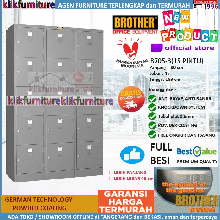 

LOKER KABINET LOCKER CABINET BESI 15 PINTU BESAR B705-3 BROTHER