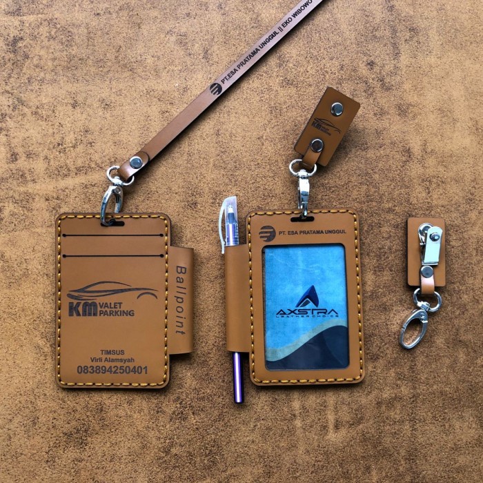 

ID CARD HOLDER KULIT NAME TAG KULIT TEMPAT PULPEN BALLPOINT TERMURAH