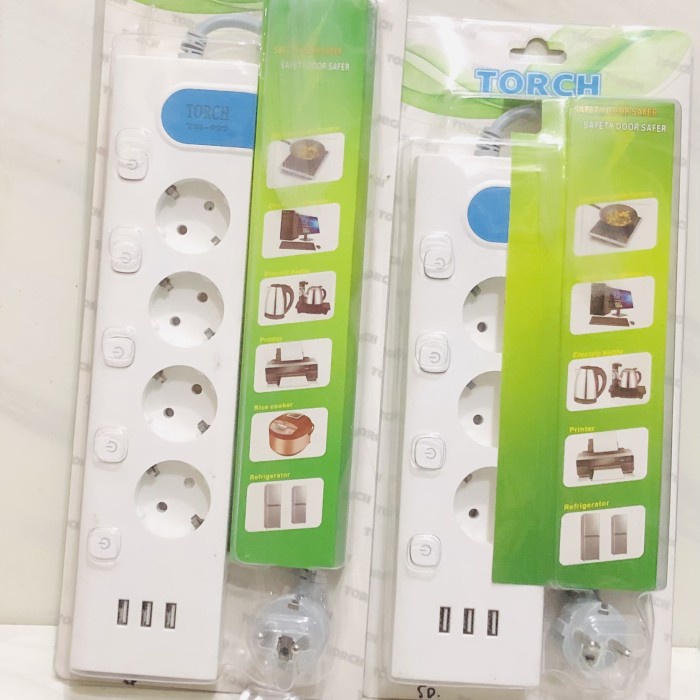 Guid Cok Sambung Torch Tembaga Murni Usb + Switch 3 - 4 Lubang 3 Meter