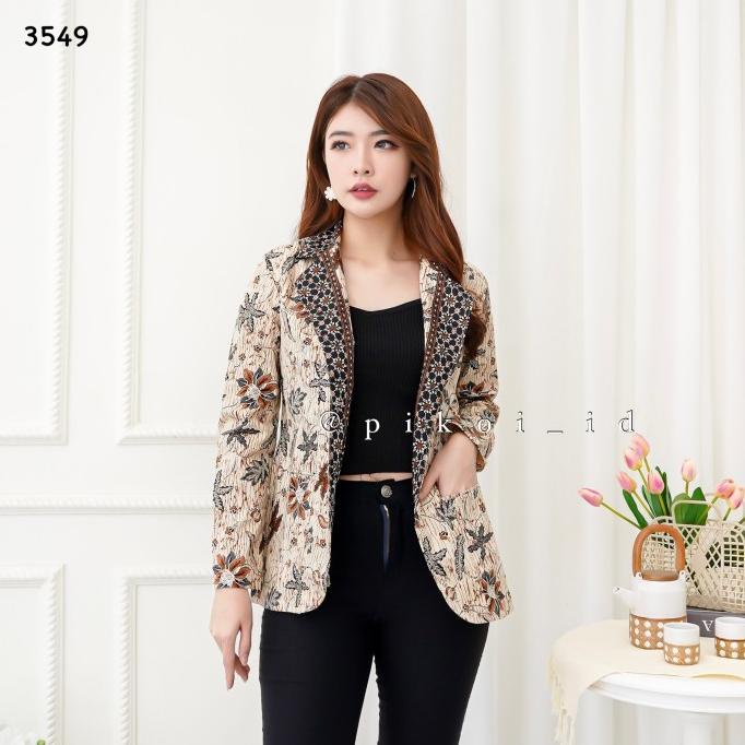 Blazer Panjang Batik Modern / Outer Panjang Batik Wanita / Cardigan Ok Original