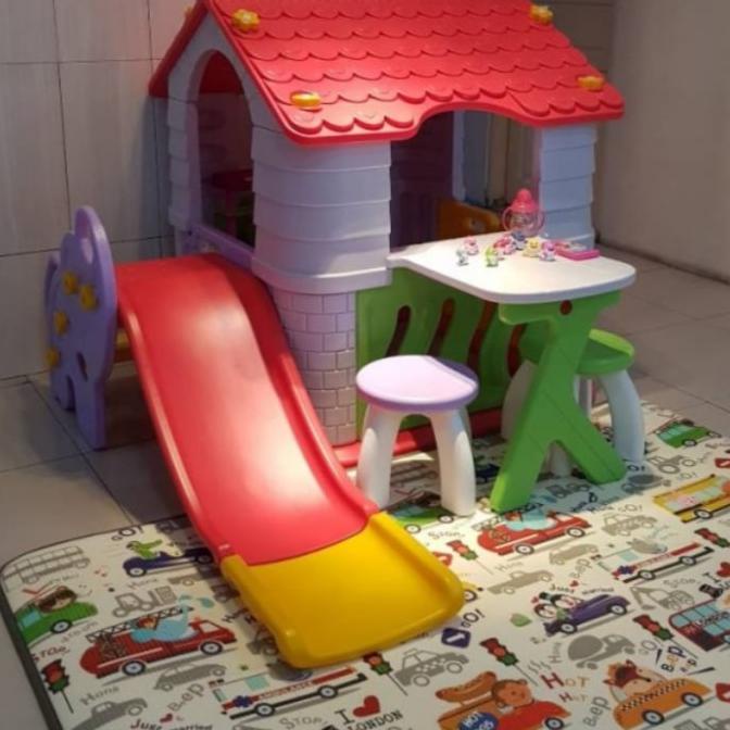 Playground Indoor Outdoor Set Rumah Kursi Dan Seluncuran