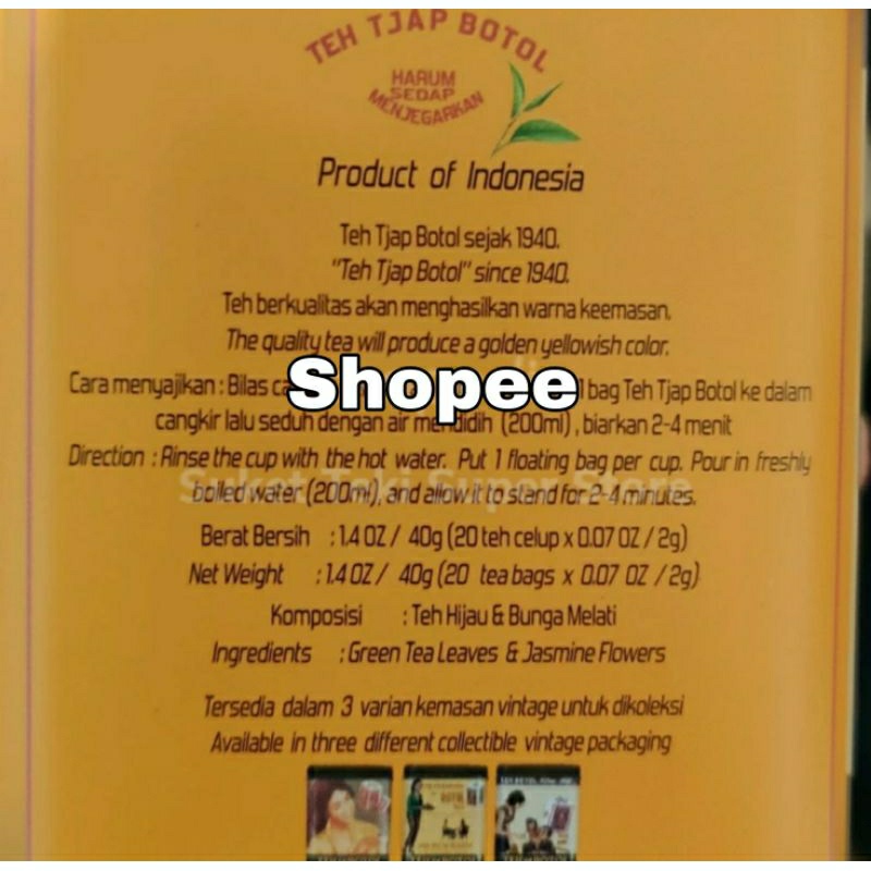 

Teh Tjap Botol Greentea Jasne Vintage Kaleng Isi 20 Celup