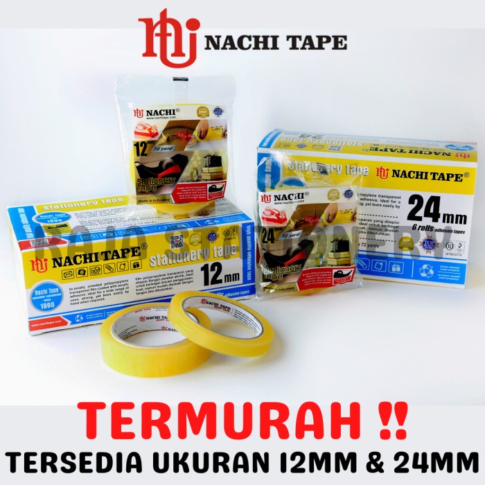 

Nachi Stationery Tape 12mm 24mm / Selotip Solatip Isolasi Nachi