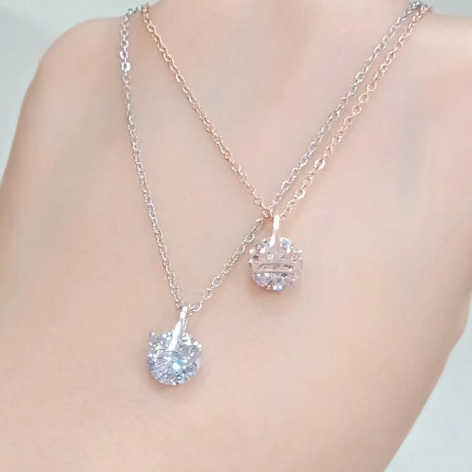 Kalung Titanium Steel Kalung Wanita Liontin Model Mahkota Original
