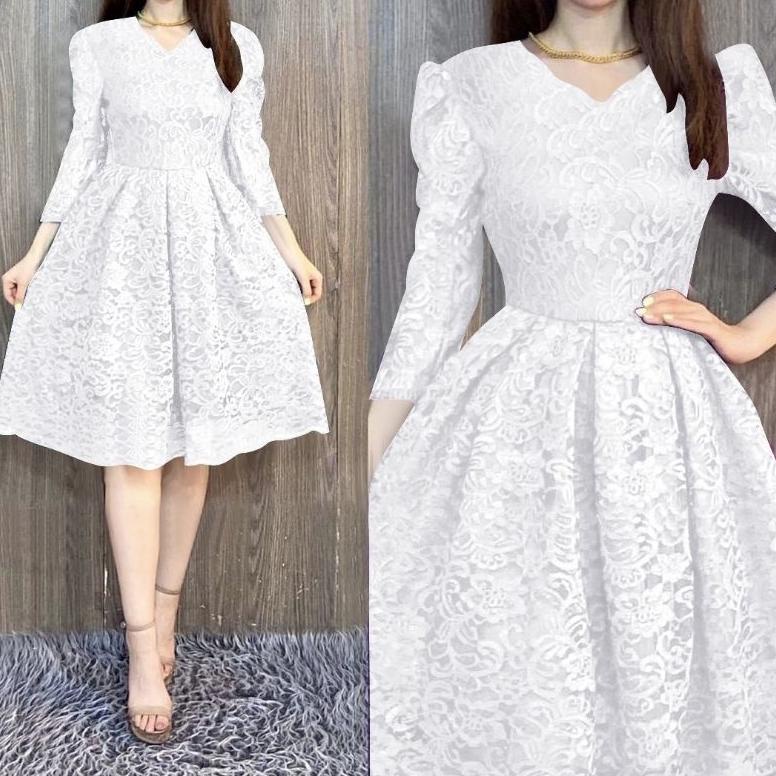 PROMO  DRESS BROKAT WANITA/ BAJU PESTA NATAL/AGNES- CP