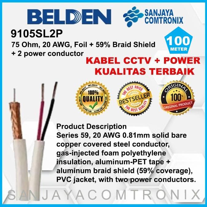 BELDEN 9105SL2P Kabel Coaxial CCTV RG59 + Power