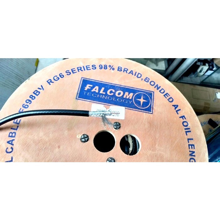 Terlaris Kabel Coaxial Rg-6U Falcom F698Bv (98% Braid)30 Meter+F-Connector Drat