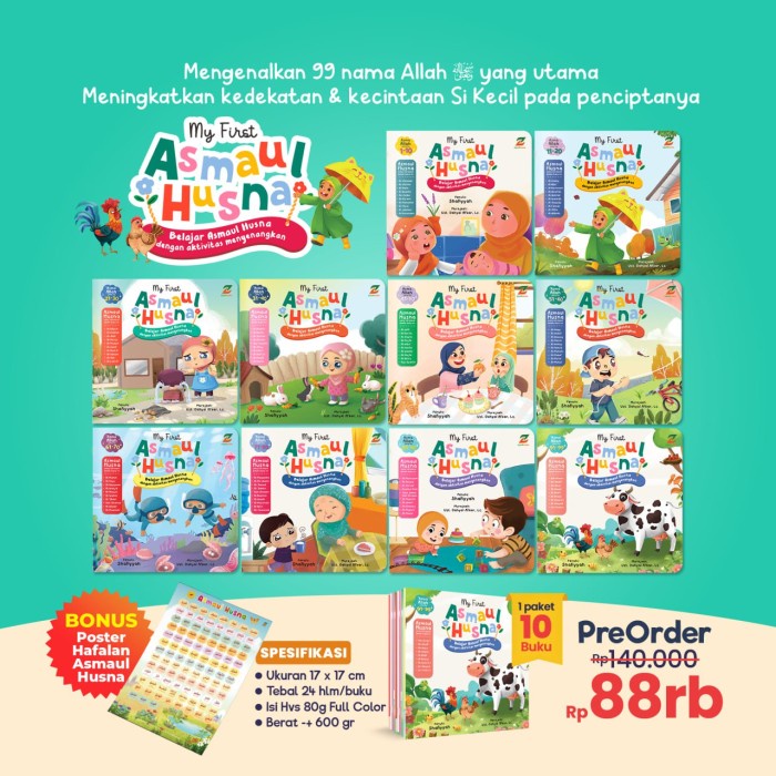 

[SALE MURAH] MY FIRST ASMAUL HUSNAH (1 SET ISI 10 BUKU) ZIYAD TERJAMIN