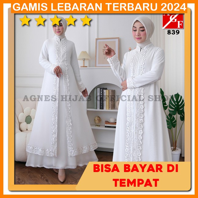 Gamis Wanita Kekinian Dewasa Terbaru 2024 Putih Bw Tulang Pkaian Syari Abaya Putih Bw Dewasa Pengaji