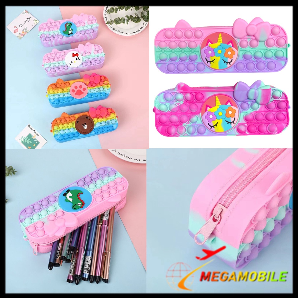 

MM - Kotak Pensil Pop It Rainbow Tempat Pensil Popit Karakter Macaroon Tempat Penyimpanan Alat Tulis Anak Warna Warni