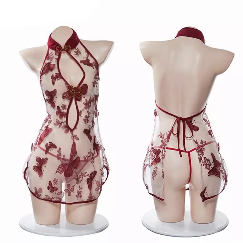 CR  Sexy Lingerie cheongsam baju tidur sexy wanita / Lingerie cheongsam baju sexy wanita lingerie tr