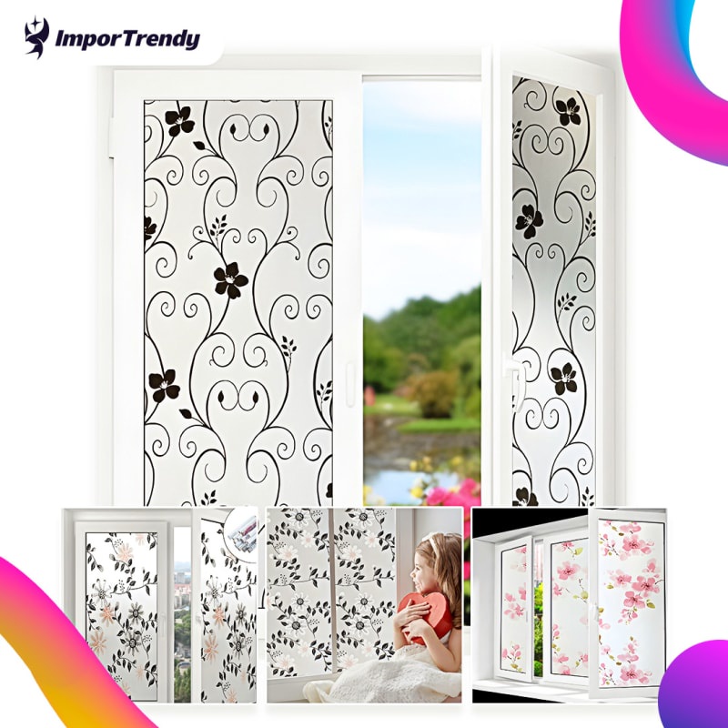 Stiker Kaca Film Jendela Sandblast [5 METER] - Motif Dekoratif untuk Rumah