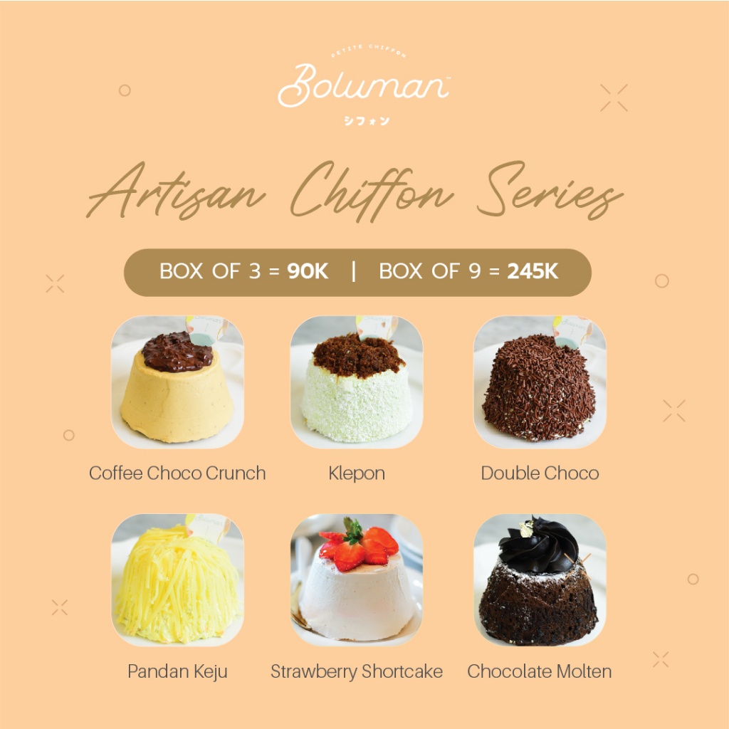 

Boluman Petite Chiffon Box Of 3 - The Artisan Series Cake Gift Bolu Chiffon