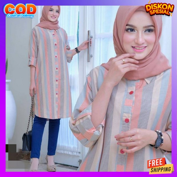 Baju Pengajian Ibu2 Pkk Long Tunik Kerja Kantoran Fashion Muslim Perempuan Atadan Wanits Muselim Tun