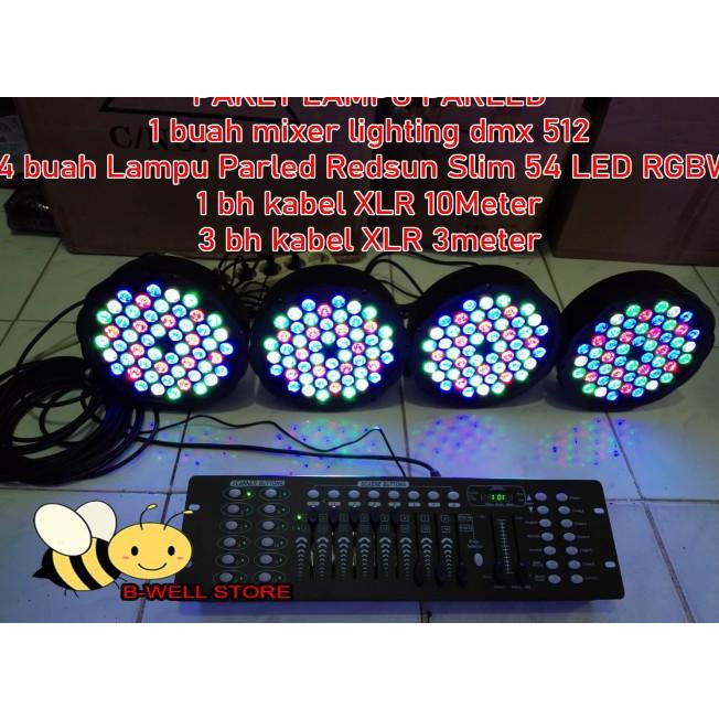 PAKET PARLED 4 PCS LAMPU PARLED REDSUN 54 LED RGBW+MIXER LIGHTING Siap Proses