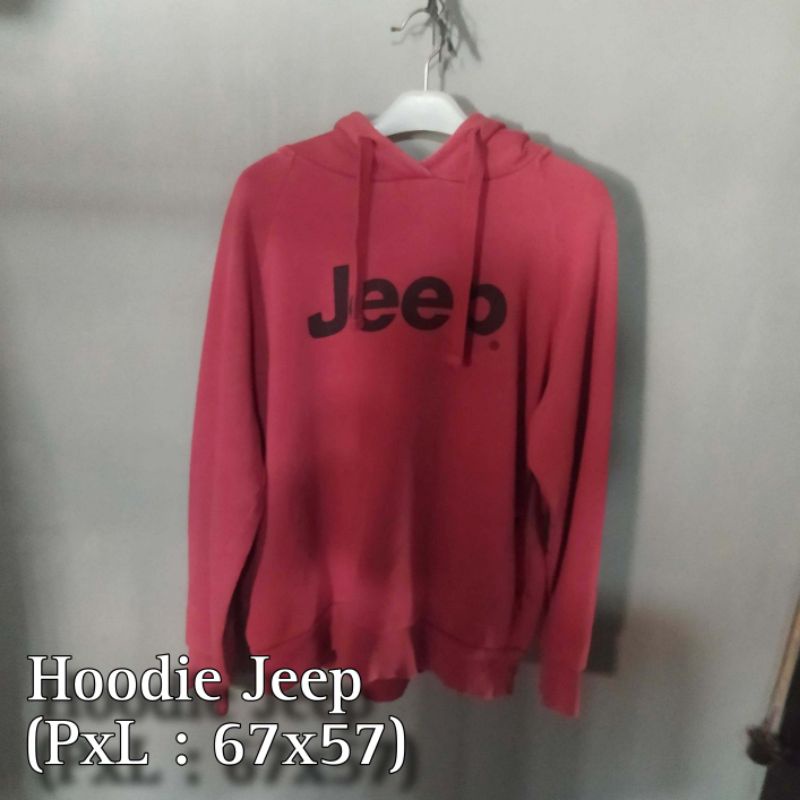 HOODIE HD JEEP MERAH MAROON SIZE XL ORIGINAL LIKE NEW