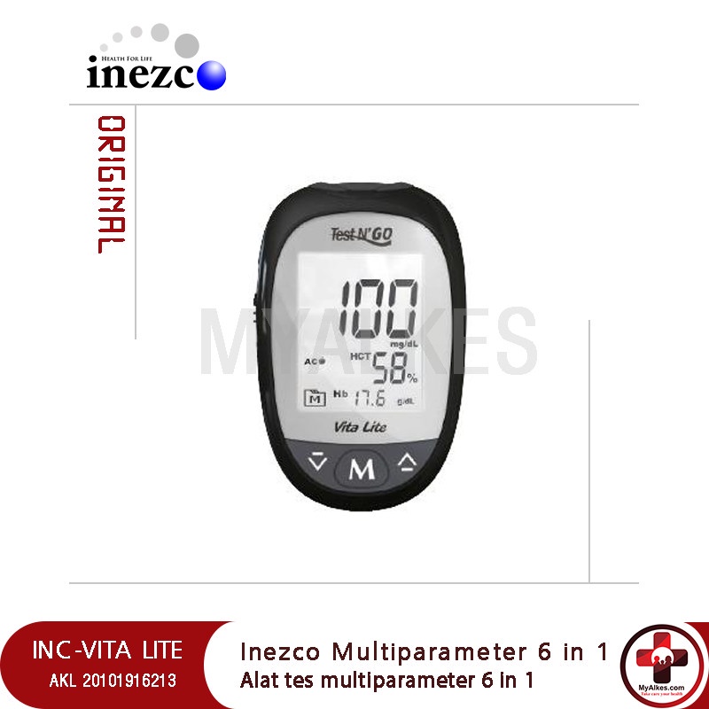 Inezco Alat Cek Gula Darah 6 in 1 (Chol, Glucose, UA, Ketone, HB, HCT)