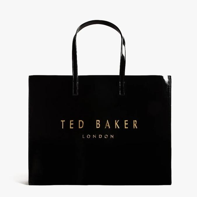 Ted Baker - Crikon Wide Crinkle Texture Icon Tote Bag (Original) Black Dressify