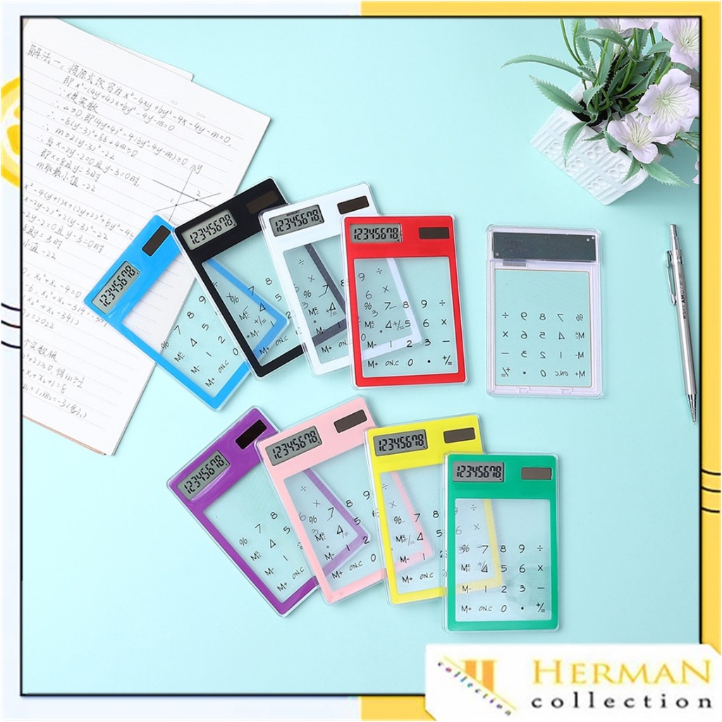 

HC Kalkulator Mini Aesthetic Calculator Mini Portable Ultra Tipis Transparan 8 Digit L Touchscreen Kalkulator Kecil Tenaga Surya Simple Untuk Sekolah Dan Kantor