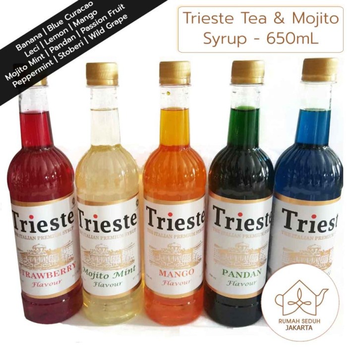 

Trieste Italian Syrup 650mL Tea & Mojito Sirup Mint Lychee Strawberry