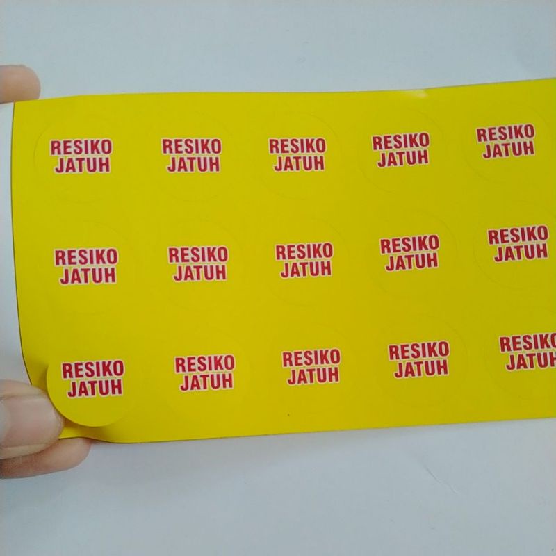 

stiker label resiko jatuh bulat