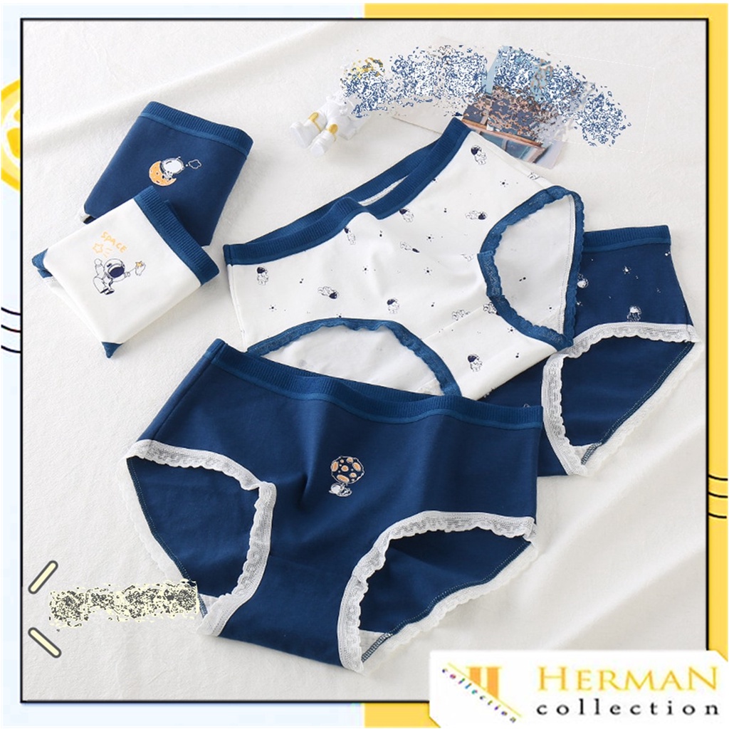 HC Celana Dalam Wanita Renda Gambar Astronot 6738 Bahan Katun Kolor Wanita Lucu Sempak Underwear Seg